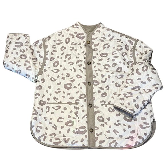 NWT Quilted Barn Jacket Reversible Sabrina Lauren Women's XL Tan + White Print - Picture 2 of 6